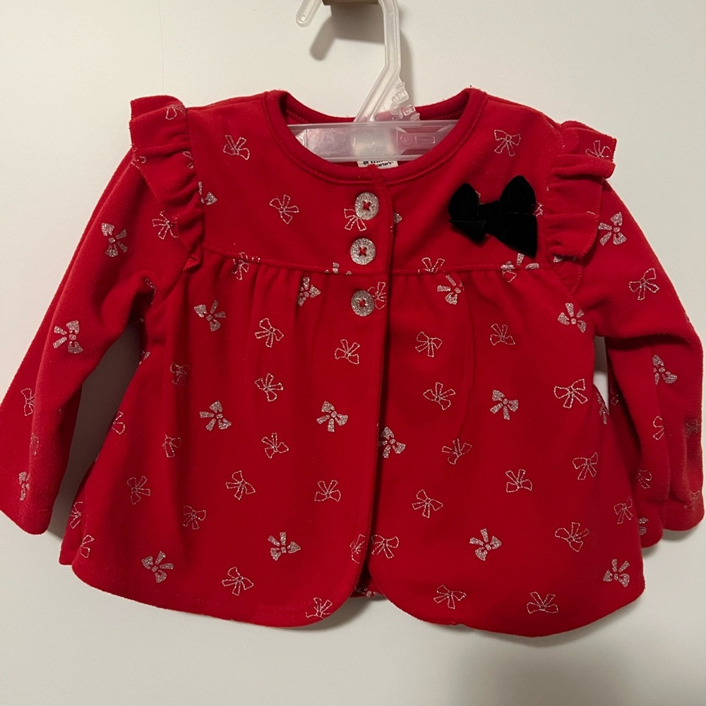 Red Baby Cardigan with Bow Accents